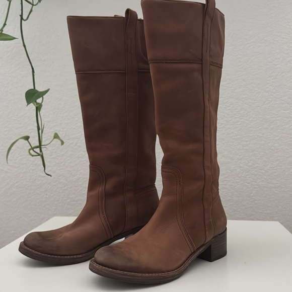 Halogen Leather Riding Boots Brown Tall Knee High Women’s Size 6 1/2B - Picture 3 of 13